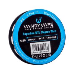 VandyVape Ni80 Superfine MTL Clapton Wire 30ga+38ga - 10ft - 6.95ohm/ft