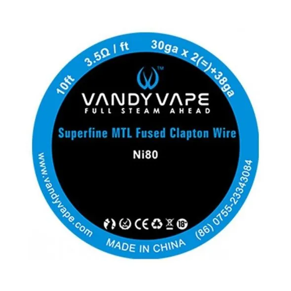 Σύρμα N80 / NI80 Superfine MTL Fused Clapton Vandy Vape